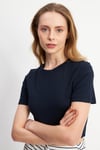 HN3998Lacivert Basic Üst Crop T-shirt