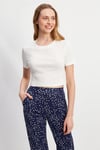 HN3998Lacivert Basic Üst Crop T-shirt
