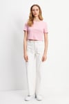 HN3998Lacivert Basic Üst Crop T-shirt