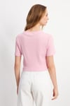 HN3998Lacivert Basic Üst Crop T-shirt