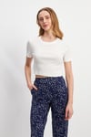 HN3998Lacivert Basic Üst Crop T-shirt