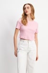 HN3998Lacivert Basic Üst Crop T-shirt