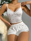 Şortlu Takımlar-Kadın Çiçek Desenli Şortlu Pijama Takımı
