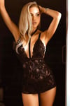 Fantazi Gecelik-Nightlight Şık Boyun Detaylı Mini Çekici Fantazi Gecelik