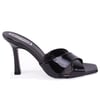 Dagoster DZA07-11363064 Siyah Rugan 10 cm İnce Topuklu Abiye Kadın Terlik