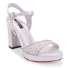 Dagoster DZA07-337140 Sedef Boncuklu 10 cm Kalın Topuklu Platform Kadın Ayakkabı