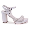 Dagoster DZA07-337140 Sedef Boncuklu 10 cm Kalın Topuklu Platform Kadın Ayakkabı