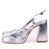 Dagoster DZA07-337560 Gümüş Metalik 10 cm Kalın Topuklu Platform Kadın Ayakkabı