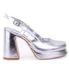 Dagoster DZA07-337560 Gümüş Metalik 10 cm Kalın Topuklu Platform Kadın Ayakkabı