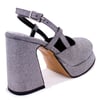 Dagoster DZA07-337560 Platin Simli 10 cm Kalın Topuklu Platform  Kadın Ayakkabı