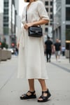 Dagoster DZA07-600011 Siyah Günlük Ortopedik Deri Kadın sandalet