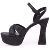 Dagoster DZA07-771900 Siyah Saten Çapraz Bant 12 cm Kalın Topuklu Platform Kadın Ayakkabı