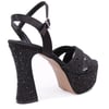 Dagoster DZA07-771900 Siyah Saten Çapraz Bant 12 cm Kalın Topuklu Platform Kadın Ayakkabı