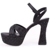 Dagoster DZA07-771900 Siyah Saten Çapraz Bant 12 cm Kalın Topuklu Platform Kadın Ayakkabı