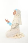 Kız Çocuk Namaz Elbisesi Çicek Basklı Kolu Manşetli