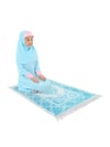 Kız Çocuk Namaz Elbisesi Çicek Basklı Kolu Manşetli Ve Seccadeli Set