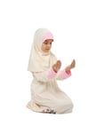 Kız Çocuk Namaz Elbisesi Çicek Basklı Kolu Manşetli