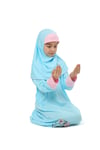 Kız Çocuk Namaz Elbisesi Çicek Basklı Kolu Manşetli
