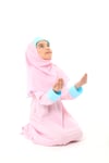 Kız Çocuk Namaz Elbisesi Çicek Basklı Kolu Manşetli