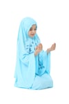 Kız Çocuk Namaz Elbisesi Yıldız Baskılı Uzun Başörtülü