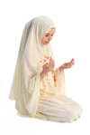 Kız Çocuk Namaz Elbisesi Yıldız Baskılı Uzun Başörtülü