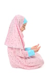 Kız Çocuk Namaz Elbisesi Yıldız Desenli Kolu Manşetli