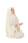 Kız Çocuk Namaz Elbisesi Yıldız Desenli Uzun Başörtülü