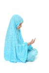 Kız Çocuk Namaz Elbisesi Yıldız Desenli Uzun Başörtülü