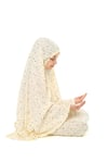 Kız Çocuk Namaz Elbisesi Yıldız Desenli Uzun Başörtülü