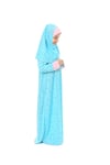 Kız Çocuk Namaz Elbisesi Yıldız Desenli Kolu Manşetli