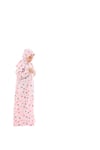 Pratik Fermuarlı Pamuklu Kız Çocuk Namaz Elbisesi Pembe Baskılı