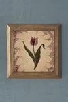 Masif Çerçeveli Ebruli Çiçek Doğaltaş Tablo Oscar Stone Decor 28x28 cm