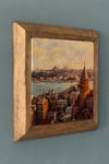 Masif Çerçeveli İstanbul Galata Kulesi Doğaltaş Tablo Pano Oscar Stone Decor 28X28 CM