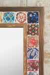 OSCAR STONE DECOR AHŞAP ÇERÇEVELİ MOZAİK TAŞ (MERMER) AYNA 63X93 CM SERAMİK ESKİTME ÇİNİ DESENLİ