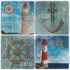 OSCAR STONE DECOR ANCRE COMPAS 4'lü DOĞALTAŞ BARDAK ALTLIĞI / BA490 (COASTER)