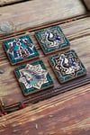 Oscar Stone Decor Baskılı Doğaltaş Bardak Altlığı 4'lü Set Desen Tile