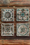 Oscar Stone Decor Baskılı Doğaltaş Bardak Altlığı 4'lü Set Desen Tile
