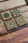 Oscar Stone Decor Baskılı Doğaltaş Bardak Altlığı 4'lü Set Desen Tile