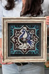 Oscar Stone Decor Çerçeveli Tablo Taş Duvar Dekoru 30 X 30 Cm Tavus Kuşu Çini Seramik