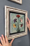 Oscar Stone Decor Çerçeveli Tablo Taş Duvar Dekoru 30 X 30 Cm Ebruli Çiçekler Tablosu