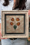 Oscar Stone Decor Çerçeveli Tablo Taş Duvar Dekoru 30 X 30 Cm Ebruli Çiçek Tasarım Tablo