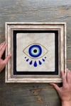 Oscar Stone Decor Çerçeveli Tablo Taş Duvar Dekoru 30 X 30 Cm Nazar Boncuğu Göz Tablosu