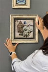 Oscar Stone Decor Çerçeveli Tablo Taş Duvar Dekoru 30 X 30 Cm Kelebek ve Çiçekler