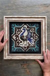 Oscar Stone Decor Çerçeveli Tablo Taş Duvar Dekoru 30 X 30 Cm Tavus Kuşu Çini Seramik