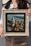 Oscar Stone Decor Çerçeveli Tablo Taş Duvar Dekoru 30 x 30 cm İstanbul Galata Manzarası