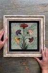Oscar Stone Decor Çerçeveli Tablo Taş Duvar Dekoru 30 X 30 Cm Ebruli Çiçekler Tablosu