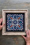 Oscar Stone Decor Çerçeveli Tablo Taş Duvar Dekoru 30 X 30 Cm Seramik Çini Tasarımlı Porselen Desen