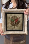 Oscar Stone Decor Çerçeveli Tablo Taş Duvar Dekoru 30 X 30 Cm Osmanlı Tuğrası Eskitme Çizim