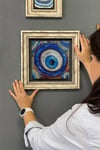 Oscar Stone Decor Çerçeveli Tablo Taş Duvar Dekoru 30 X 30 Cm Nazar Boncuğu Tablosu