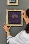 Oscar Stone Decor Çerçeveli Tablo Taş Duvar Dekoru 30 X 30 Cm Mor Hayat Ağacı